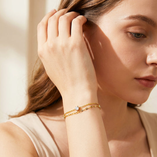 Double Chain Solitaire Bracelet | Luxe6699
