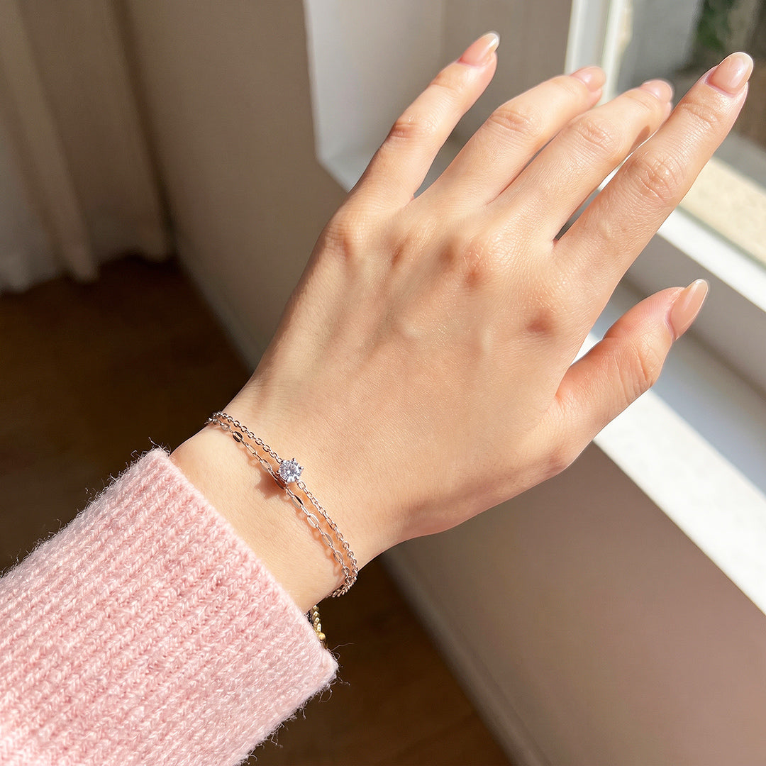 Double Chain Solitaire Bracelet | Luxe6699