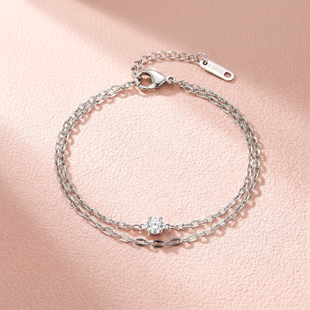 Double Chain Solitaire Bracelet | Luxe6699