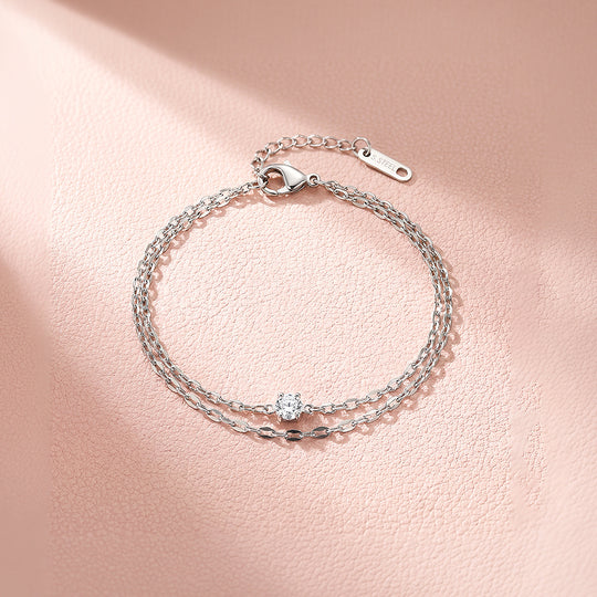 Double Chain Solitaire Bracelet | Luxe6699