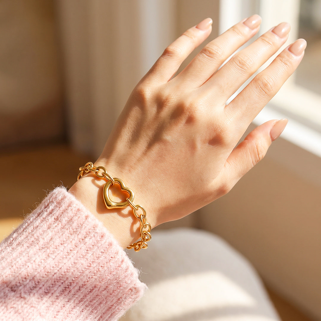Open Heart Chain Bracelet | Luxe6705