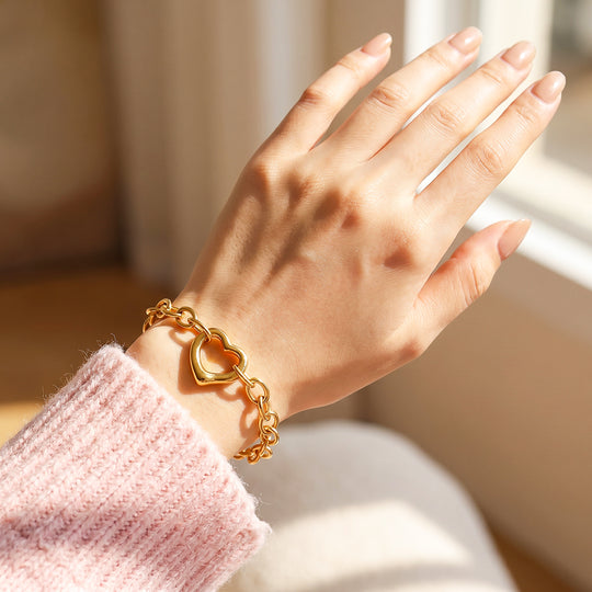 Open Heart Chain Bracelet | Luxe6705