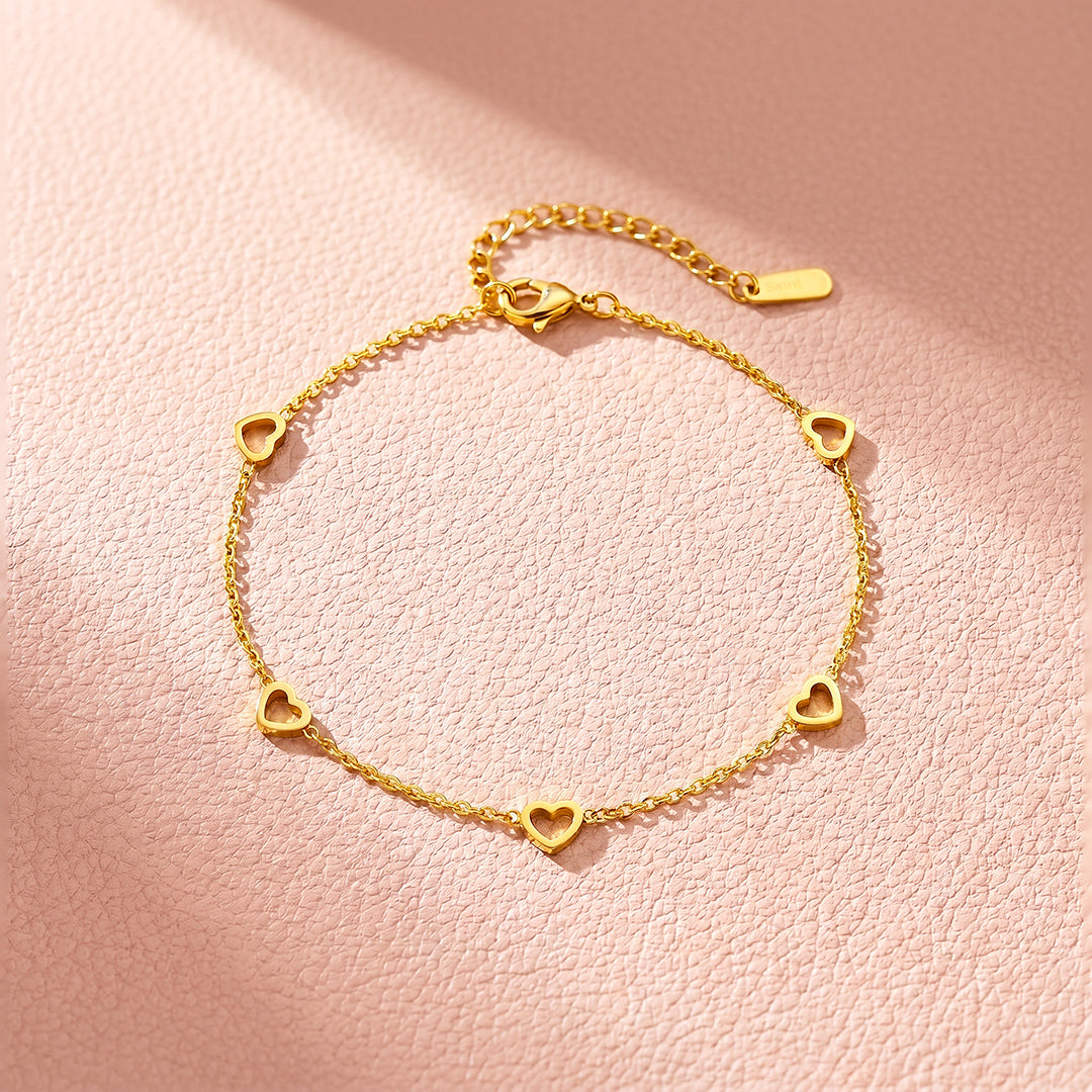 Open Mini Hearts Chain Bracelet | Luxe6710