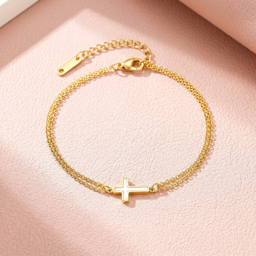 Cross With Double Chain Bracelet | Luxe6714