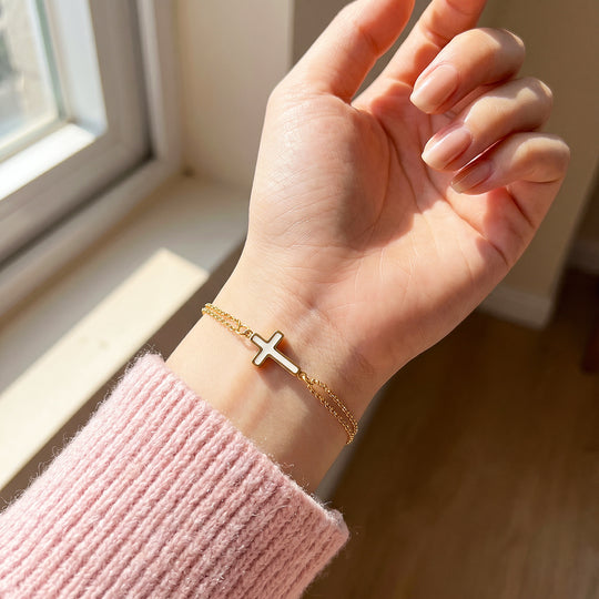 Cross With Double Chain Bracelet | Luxe6714