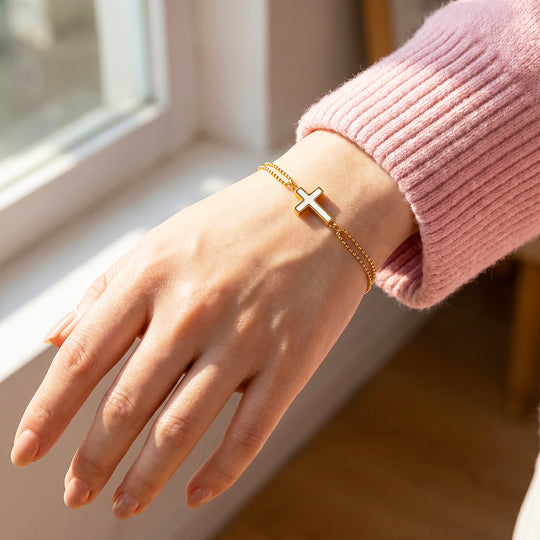 Cross With Double Chain Bracelet | Luxe6714