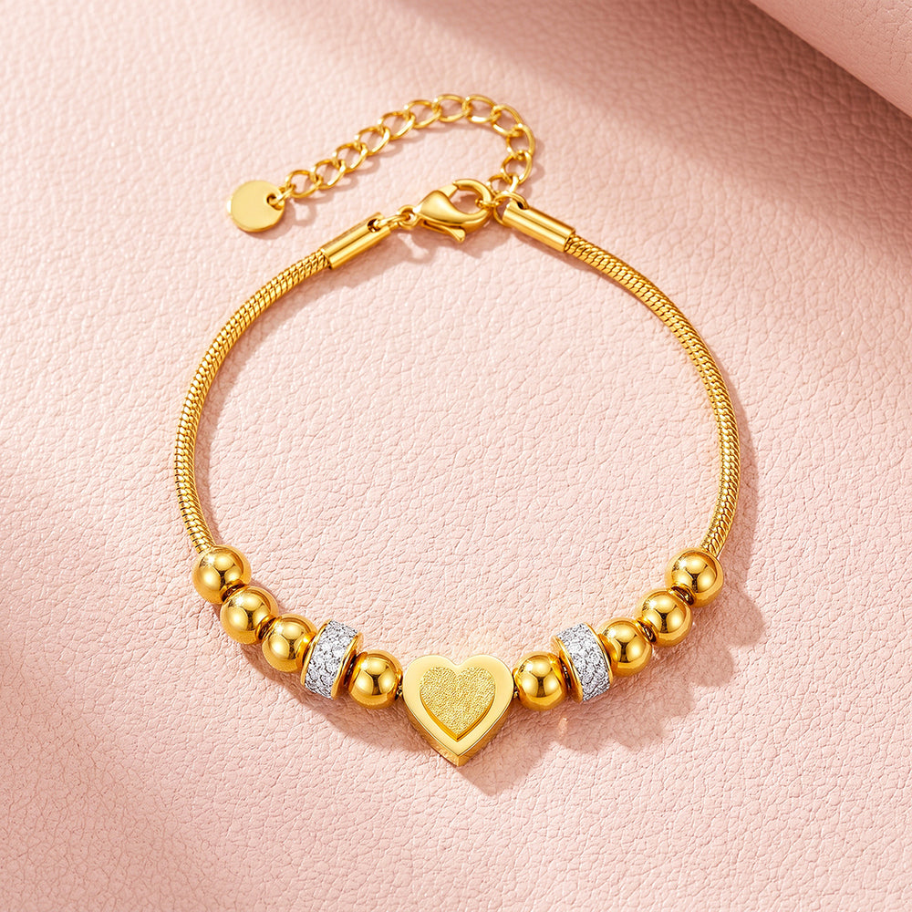 Heart Bead Chain Bracelet | Luxe6715