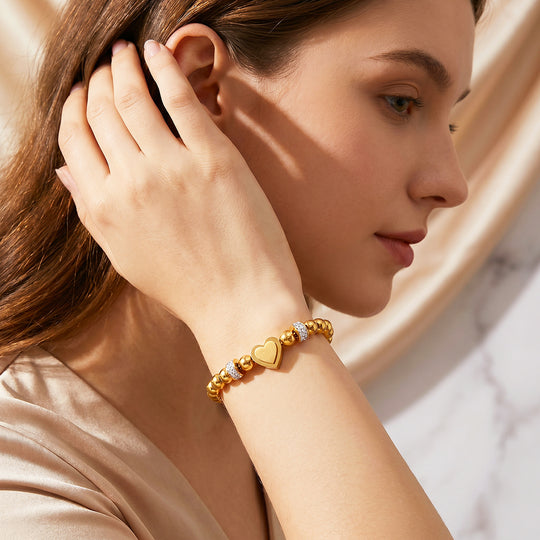 Heart Bead Chain Bracelet | Luxe6715