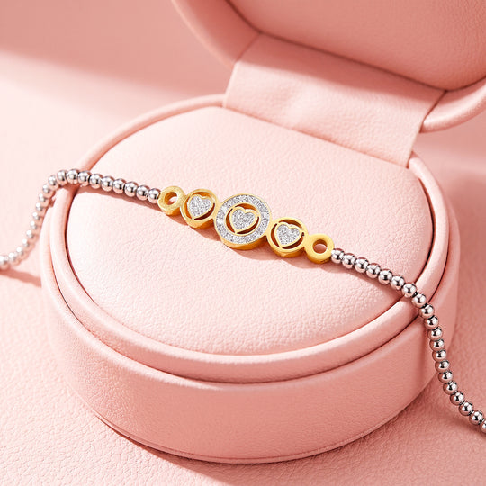 Pavé Hearts Circle Adjustable Bead Bracelet | Luxe6716