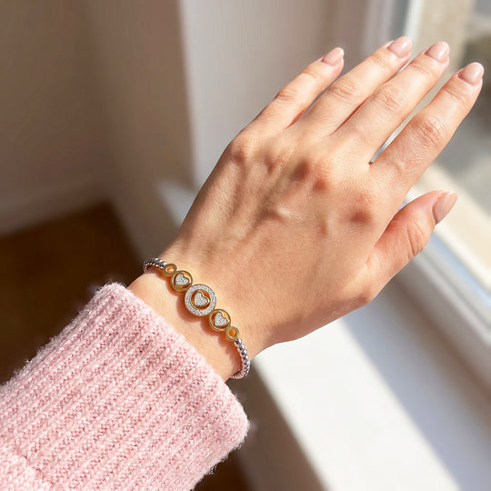 Pavé Hearts Circle Adjustable Bead Bracelet | Luxe6716