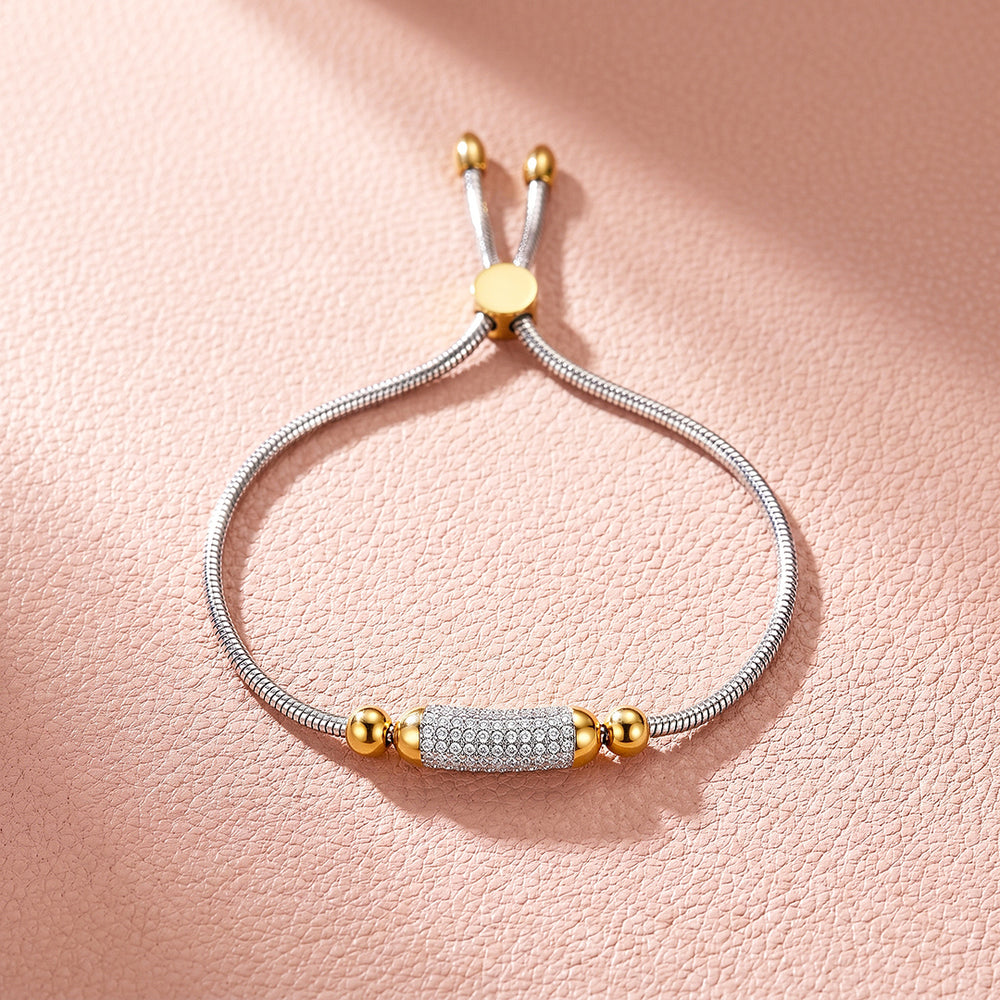 Pavé Cylinder Adjustable Chain Bracelet | Luxe6719