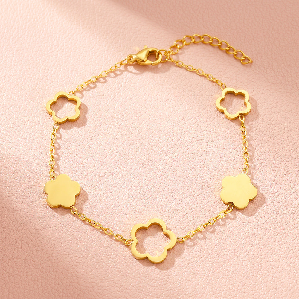 Five Clover Station Chain Bracelet | Luxe6725