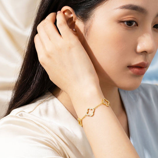 Pavé Clover Open Station Chain Bracelet | Luxe6728