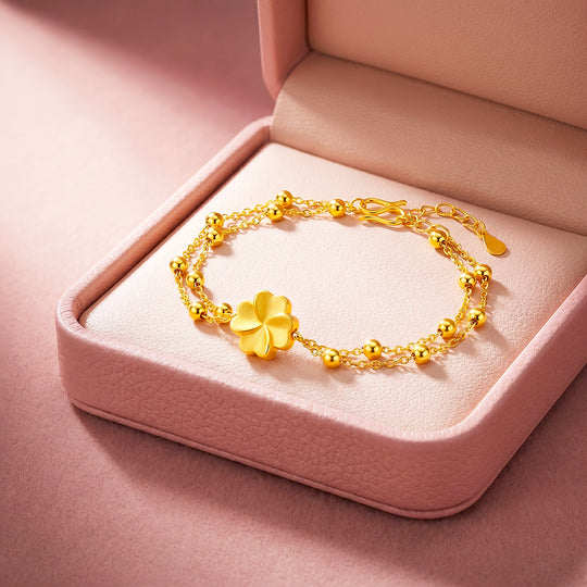 Four-Leaf Clover Double-Strand Bracelet | Luxe6738