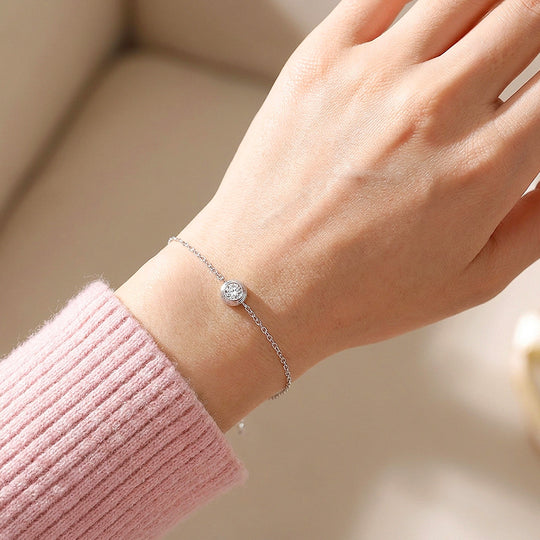 Bezel Solitaire Chain Bracelet | Women&
