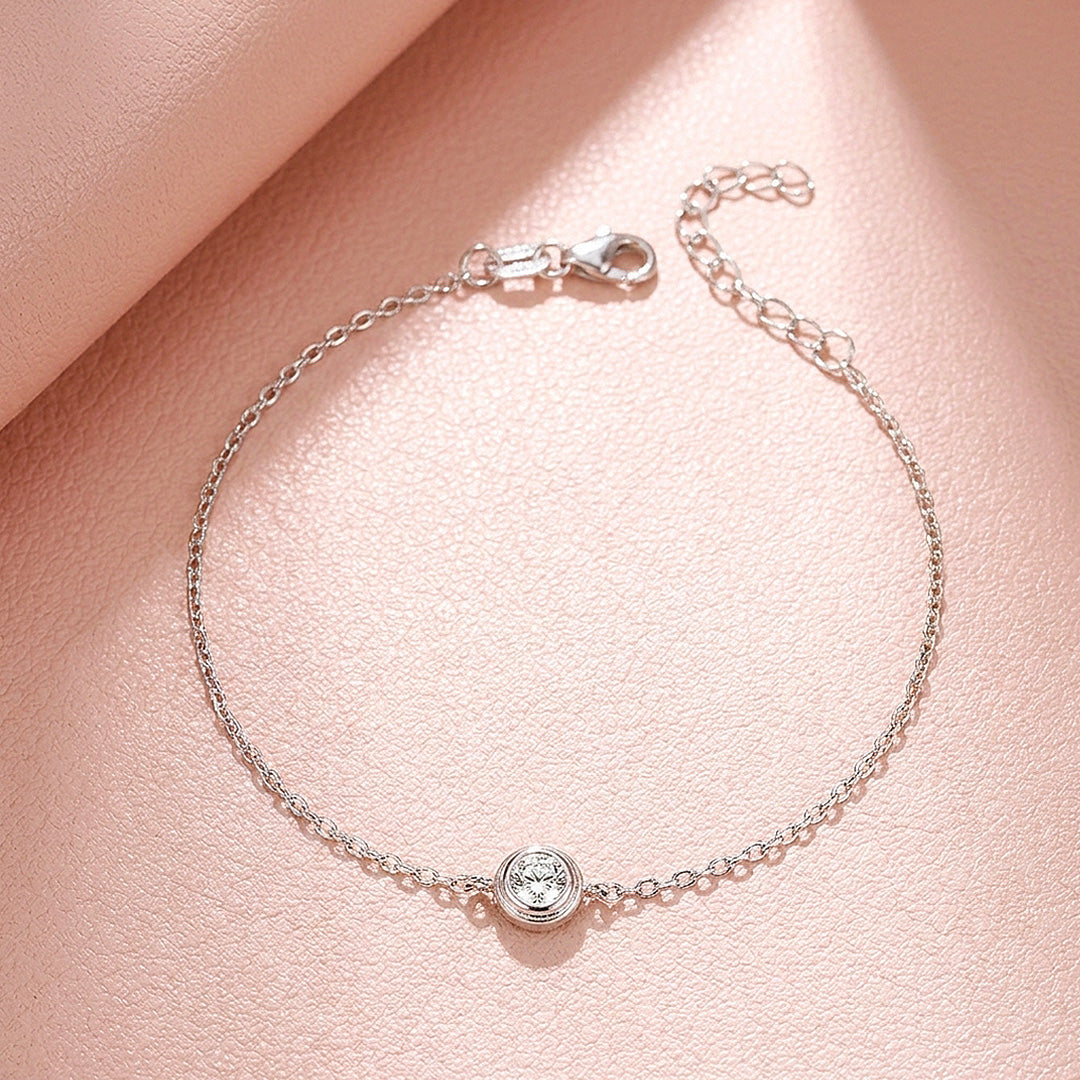 Bezel Solitaire Chain Bracelet | Women&