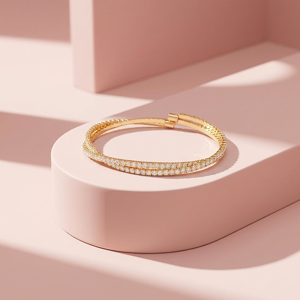 Twisted Double Row Tennis Bangle | Women's Bracelet | Luxe6753