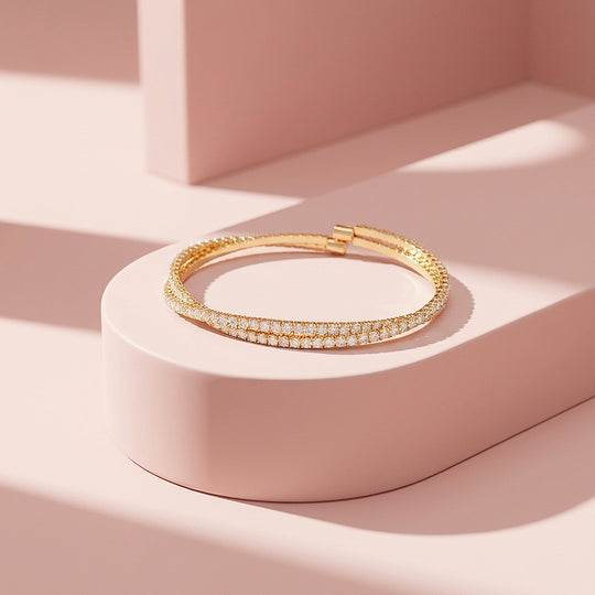 Twisted Double Row Tennis Bangle | Women&