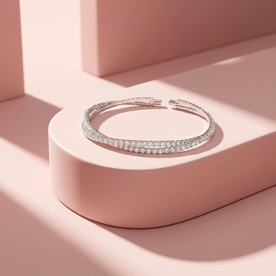 Twisted Double Row Tennis Bangle | Women&