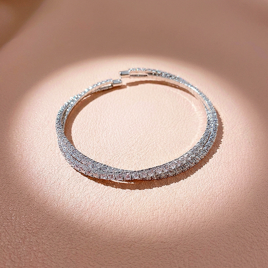 Twisted Double Row Tennis Bangle | Women&