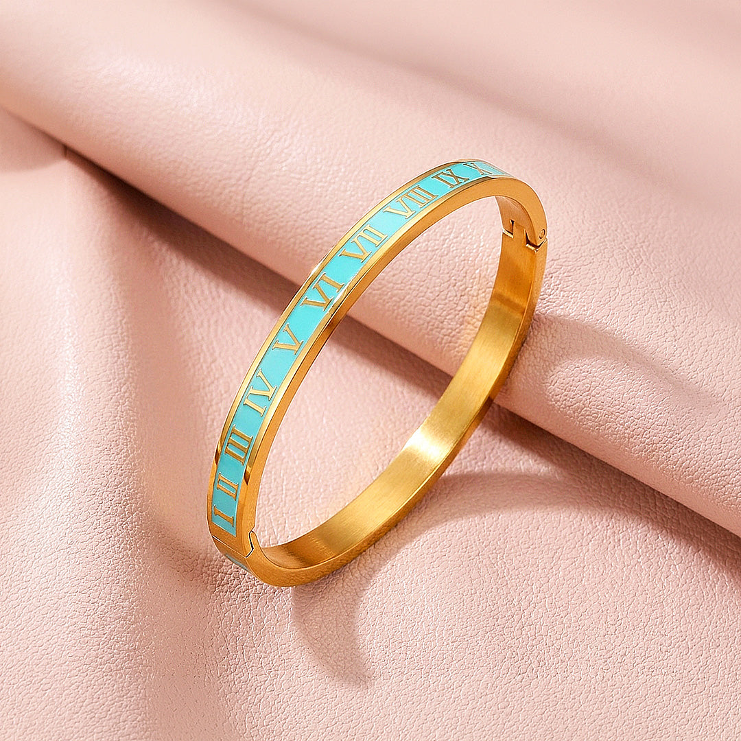 Roman Numeral Enamel Hinged Bangle | Women&