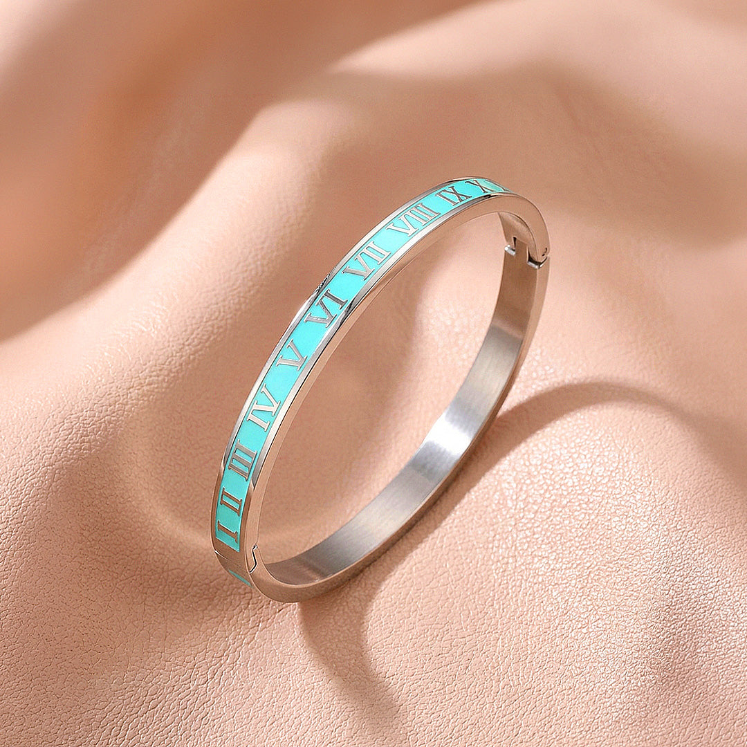 Roman Numeral Enamel Hinged Bangle | Women&