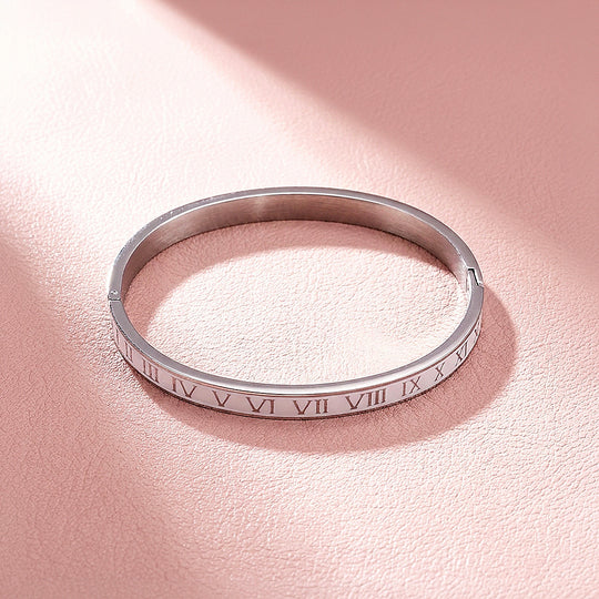 Roman Numeral Enamel Hinged Bangle | Women&
