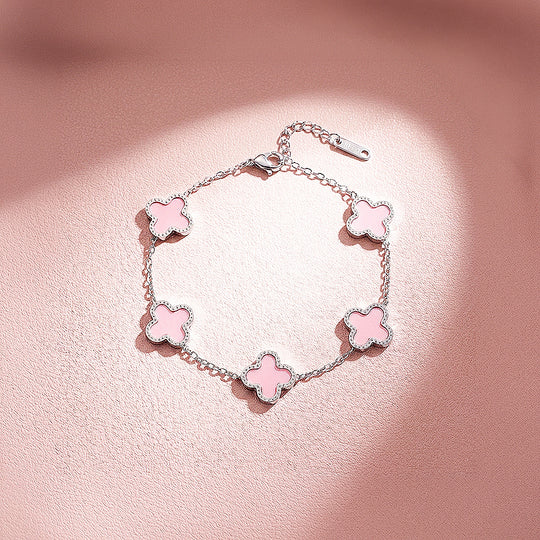 Five-Motif Clover Inlay Chain Bracelet | Women&