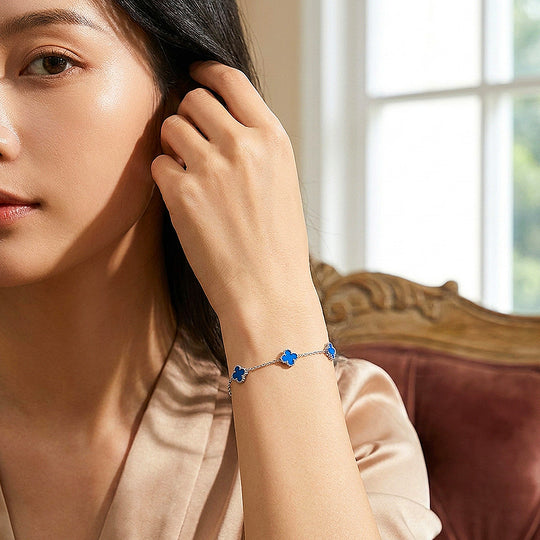 Five-Motif Clover Inlay Chain Bracelet | Women&