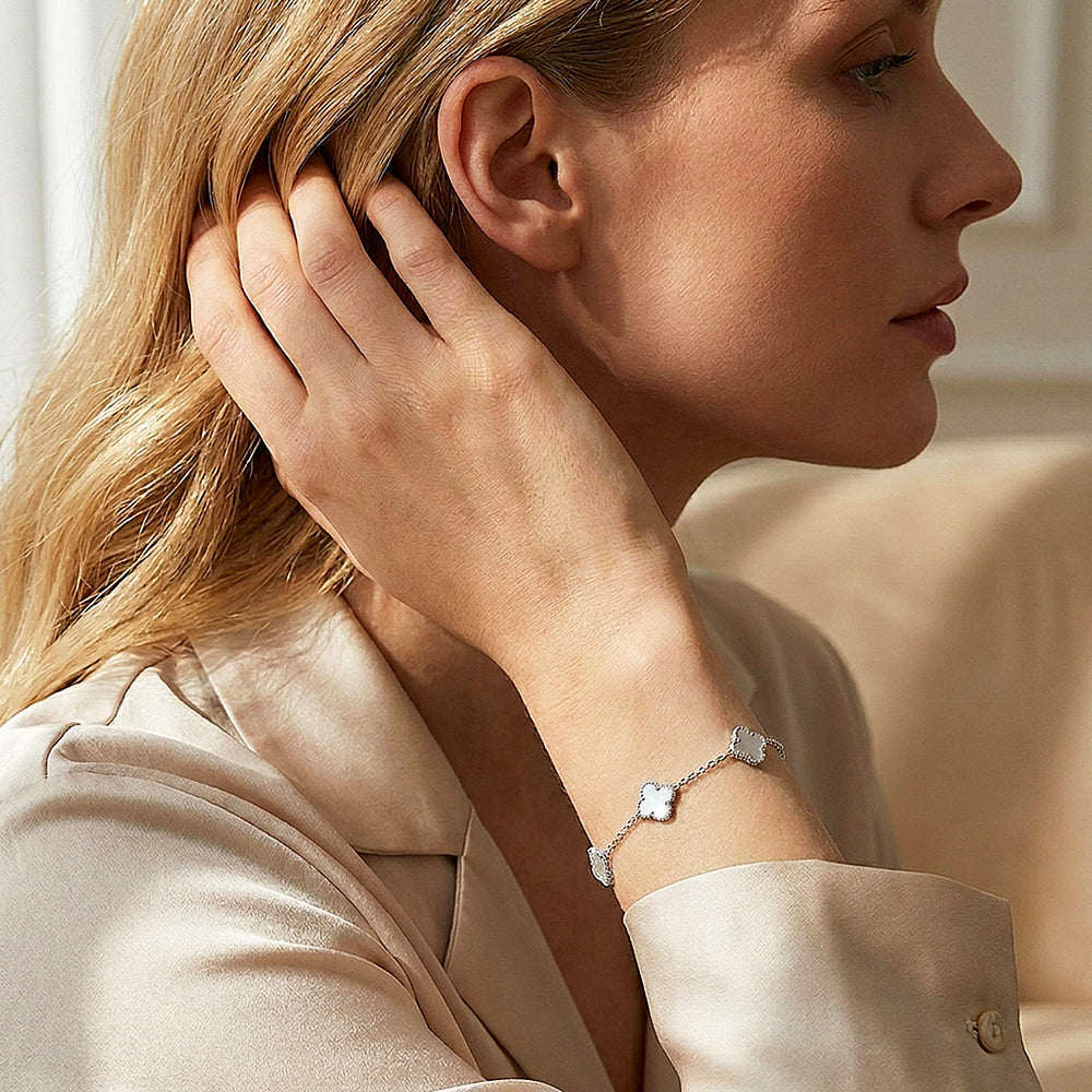 Five-Motif Clover Inlay Chain Bracelet | Women's Bracelet | Luxe6758