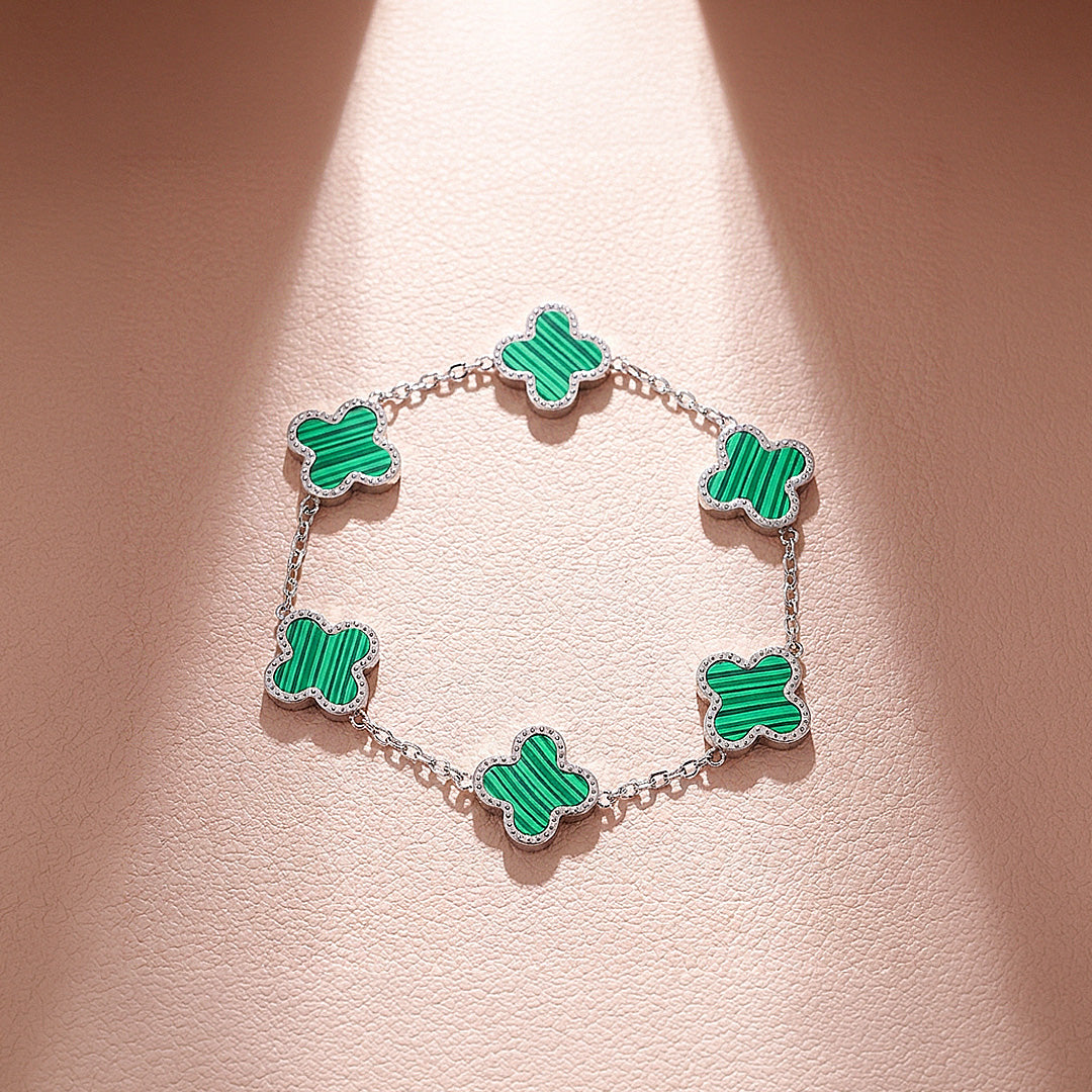 Five-Motif Clover Inlay Chain Bracelet | Women&
