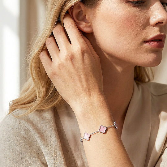 Five-Motif Clover Inlay Chain Bracelet | Women&