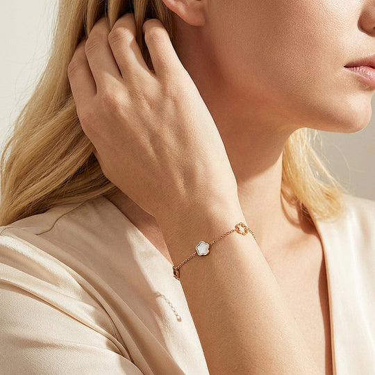 Mother of Pearl Clover Chain Bracelet | Women&