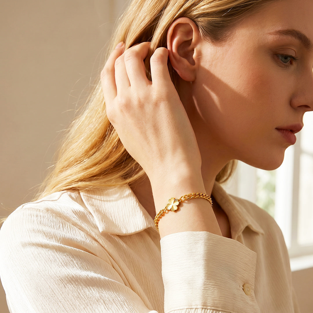 Clover Cuban Chain Bracelet | Women&