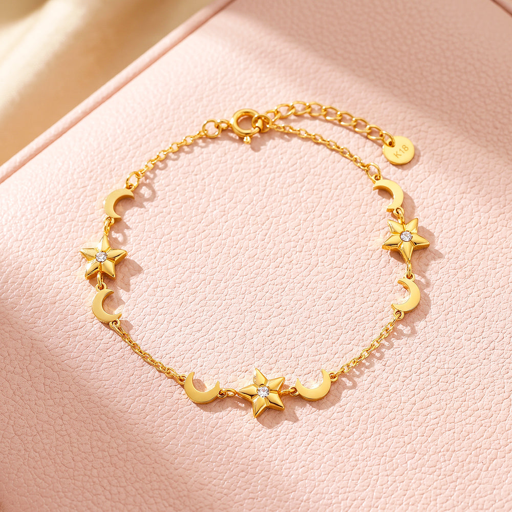 Star & Moon Charm Bracelet | Women's Bracelet | Luxe6772