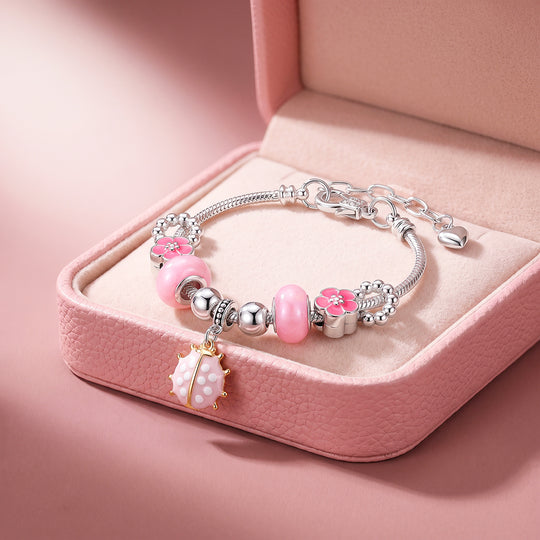 Pink Ladybug Charm Bracelet | Luxe6775