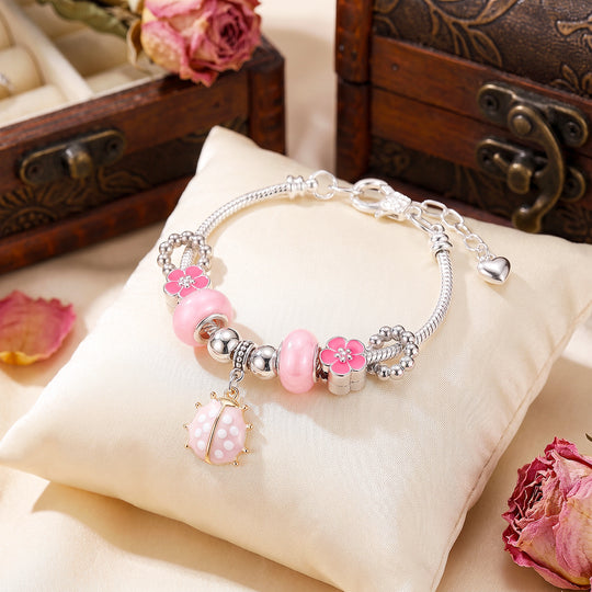 Pink Ladybug Charm Bracelet | Luxe6775