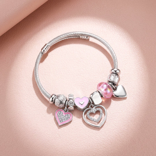 Heart Charm Cuff Bracelet | Luxe6776