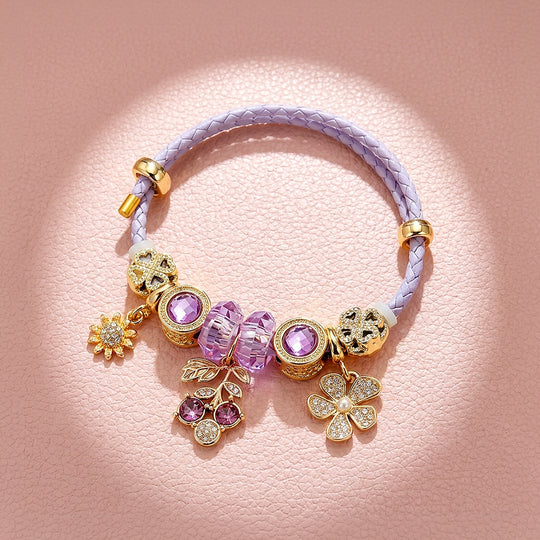 Botanical Harvest Woven Leather Charm Bracelet | Women&