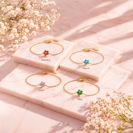 Birthstone Flower Chain Bracelet | Luxe6801