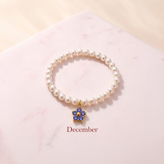 Birthstone Pearl Flower Bracelet | Luxe6802