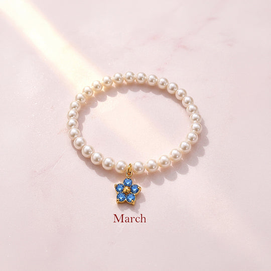 Birthstone Pearl Flower Bracelet | Luxe6802