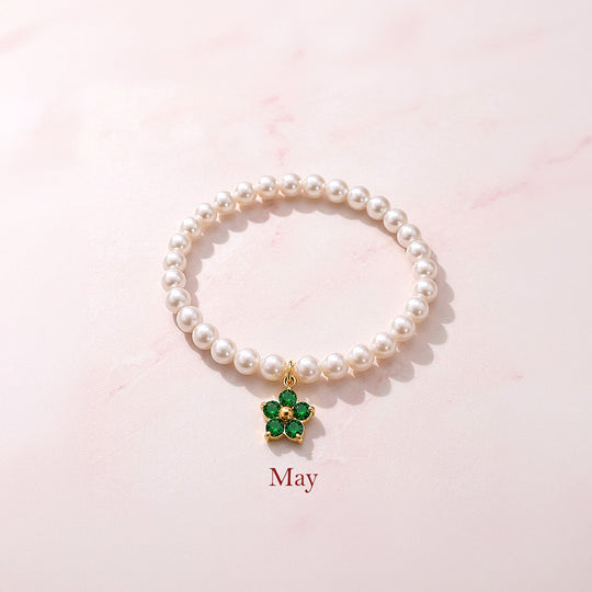 Birthstone Pearl Flower Bracelet | Luxe6802