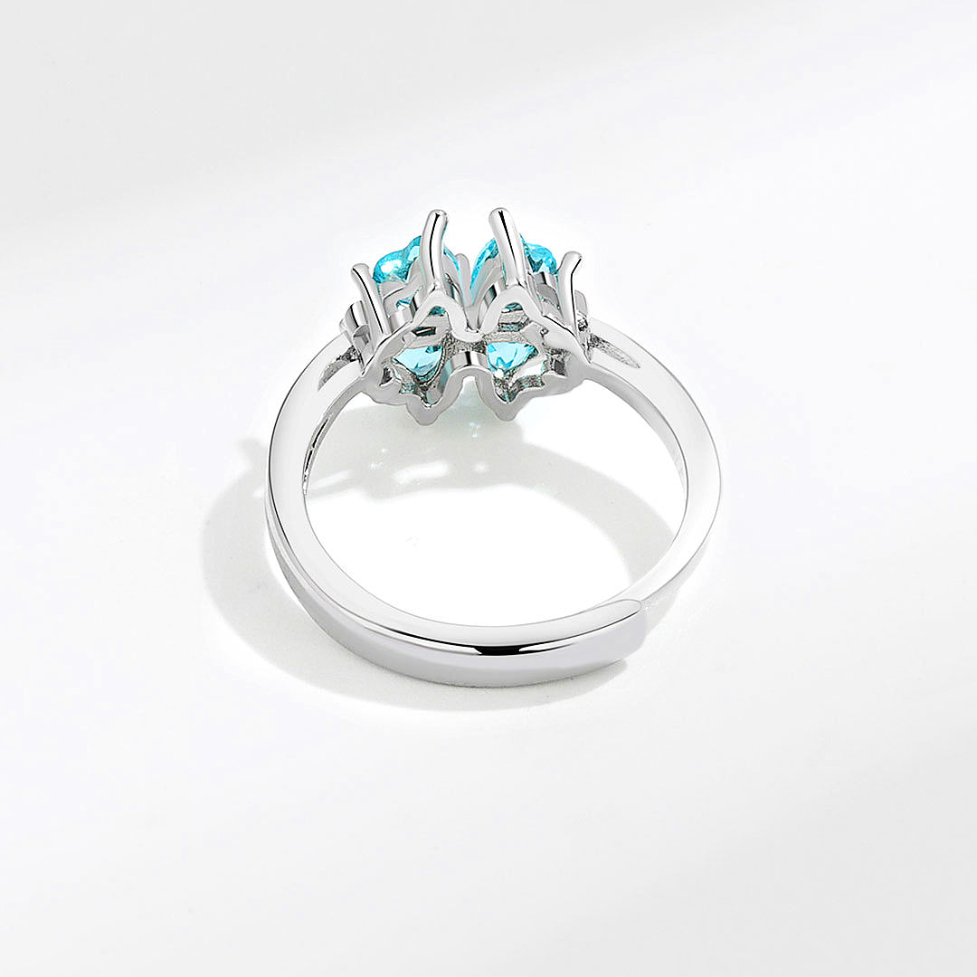 Luxe9169 Four Leaf Clover Topaz Ring Adjustable Ring - Tiara.com.sg Singapore Jewelry & Bags