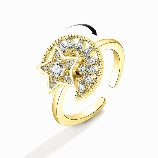 Luxe9172 Crescent & Star Rotating Ring