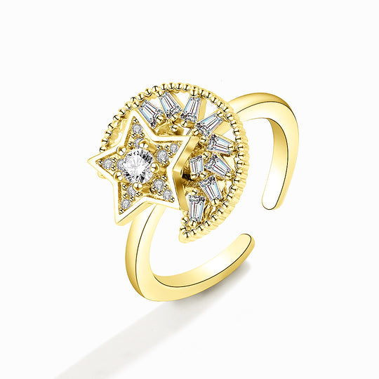 Luxe9172 Crescent & Star Rotating Ring