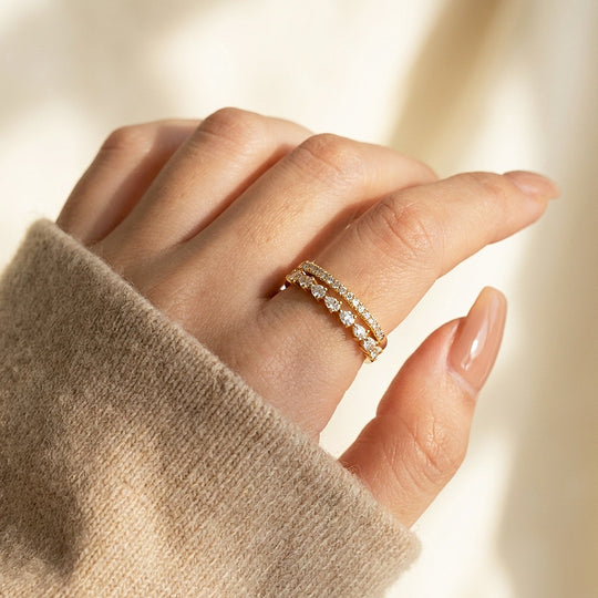 Double-Row Pear and Pavé Layered Band | Clearance Sale | Luxe9174