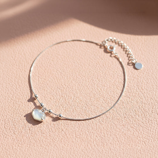 Luminous Heart &amp; Beaded Station | Anklet | Luxe9208