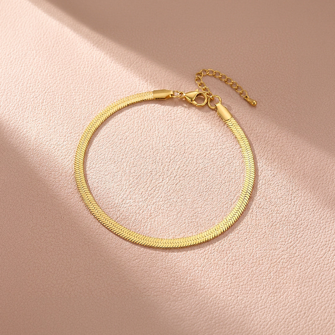 Flat Herringbone Snake Chain | Anklet | Luxe9231