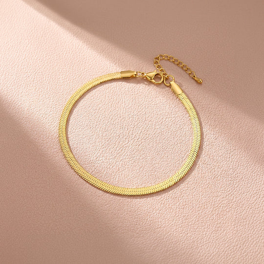 Flat Herringbone Snake Chain | Anklet | Luxe9231